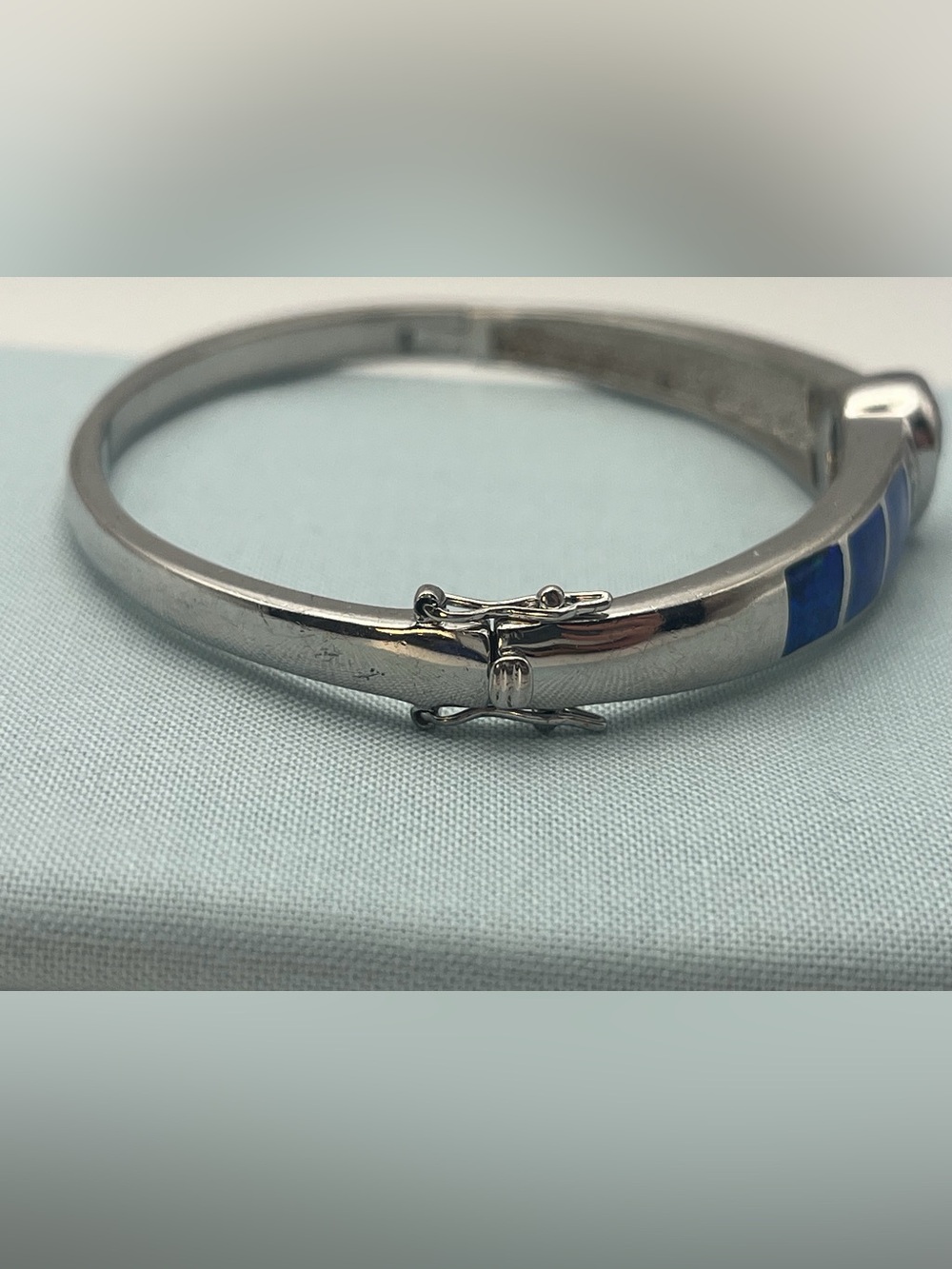 925 Silver Opal and Amethyst Bangle Bracelet - Picture 4 of 5